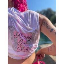 T-shirt Strong Girl Club blanc rose - Snatched