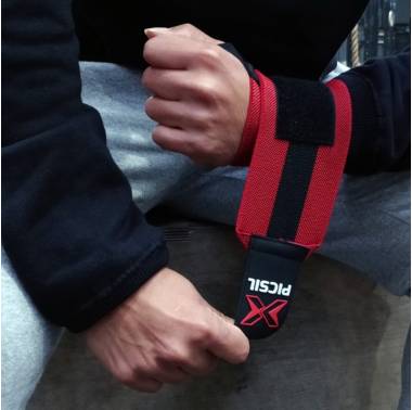Bandes de poignets - Wrist Wraps - rouges PICSIL. Boutique accessoires Crossfit Snatched hommes et femmes